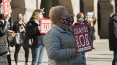 Imagen de una de las protestas de los hosteleros en la Praza Maior