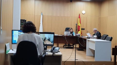Un momento de la vista en la que el acusado declar� por videoconferencia