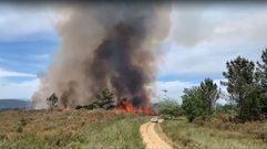 Captura de un v�deo en el que se ven los primeros momentos del incendio forestal de este jueves en Pombeiro (Pant�n)