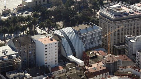 Vista a�rea de la parte de atr�s de los edificios que dan a Los Cantones, entre ellos, el Edificio Pastor.