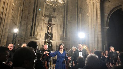 La soprano Clara Panas y el bar�tono Leo Nucci agaradecen los aplausos del p�blico congregado para el recital en el templo betanceiro