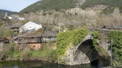 Maleza adosada en los laterales y los pilares del puente de Barxa de Lor