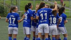Gol Real Oviedo Femenino Oceja.Las azules celebran uno de los goles frente al Oceja