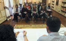 La jornada comenz� con una mesa de trabajo en el convento. 
