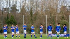 Los jugadores del Vetusta, antes de un encuentro