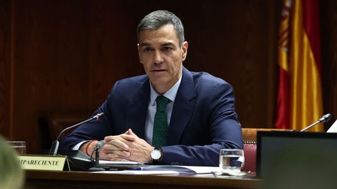 Pedro Sánchez, durante su comparecencia en la comisión Koldo del Senado