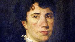Detalle do retrato de Rosal�a de Castro realizado por Modesto Brocos
