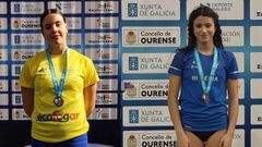 Sara Caama�o y Paula Dios, con sus medallas.