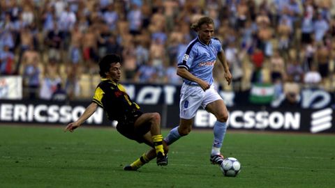 Jos� Ignacio, con Karpin, en la final de la que�este martes se cumplen 25 a�os.