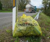 Basura guardada en una bolsa en la cuneta de la N-540. 