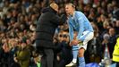 Pep Guardiola y Erling Haaland.Pep Guardiola y Erling Haaland en un partido del Manchester City