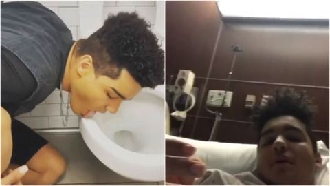 El antes y el despu�s del influencer californiano �Larz� tras su intento fallido de superar el �Coronavirus Challenge�. Lami� un retrete p�blico y aunque el reto consist�a en evitar el contagio, finalmente contrajo la enfermedad al asumir esta conducta de riesgo