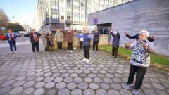 Un grupo de mayores, haciendo ejercicio en el programa organizado por el centro de salud de Os Mallos