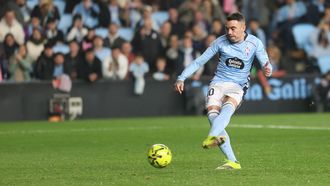 Iago Aspas lanzando el penalti que dio el primer gol al Celta ante el Mallorca
