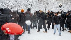 Batalla campal de bolas de nieve en Nueva York