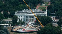 Obras de construcci�n del sal�n de baile y del helipuerto de la Casa Blanca, el pasado mes de julio