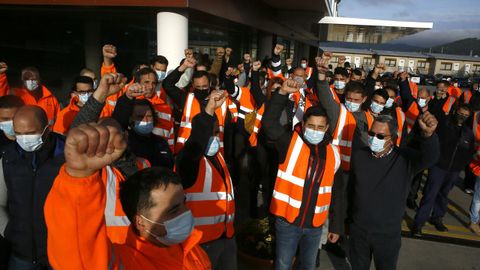 Trabajadores de Vestas, en el lugar de la reunin