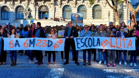 Protestas de profesores en Oporto, Portugal.