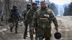 Paramilitares chechenos en la ciudad de Maripol, en el sureste de Ucrania
