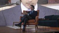 Jos� Mar�a Aznar durante la grabaci�n del documental��La �ltima llamada�