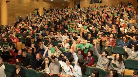 O auditorio do Pazo, ateigado de p�blico en xaneiro do 2025, na cuarta edici�n dos Premios. Na imaxe, o momento da decisi�n final