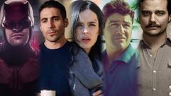 De izquierda a derecha, fotogramas de �Daredevil�, �Sense8�, �Jessica Jones�, �Bloodline� y �Narcos�