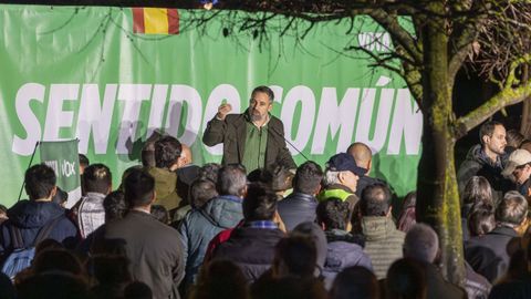 El l�der de Vox, Santiago Abascal, en un acto electoral este martes en M�rida 