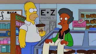 Homer Simpson, con Apu