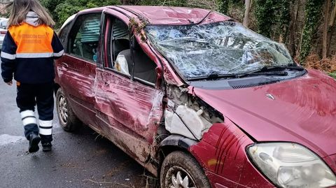 Imagen del accidente que tuvo lugar el s�bado en la v�a provincial