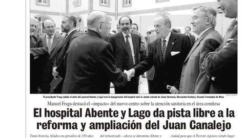 Imagen de la noticia de la inauguraci�n del Hospital Abente y Lago, antiguo Hospital Militar, el 18 de abril del 2001