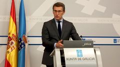 Feijoo, este lunes, durante su comparecencia para anunciar la convocatoria de elecciones auton�micas