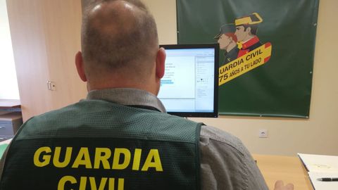 Un investigador de la Guardia Civil examinando una p�gina web