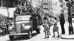 Llegada de soldados de la Divisi�n Azul a Madrid en 1943