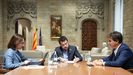 Pere Aragons, reunido este domingo con su equipo en la Generalitat.