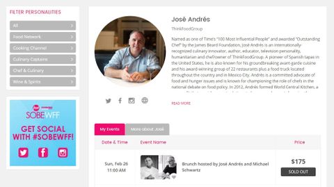 Jos� Andr�s en la p�gina web de Sobewff, el festival gastron�mico de Miami.Jos� Andr�s en la p�gina web de Sobewff, el festival gastron�mico de Miami