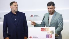 El lder de ERC, Oriol Junqueras, y el portavoz del partido en el Congreso, Gabriel Rufin.