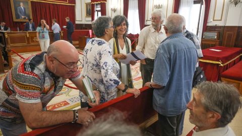Miembros de la Asociaci�n Memoria Democr�tica, charlando en los asientos del p�blico minutos antes del inicio del pleno