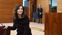 La presidenta de la Comunidad de Madrid durante el plano celebrado este jueves