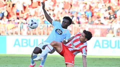Bernard Somuah, en el Almer�a-Celta Fortuna, partido en el que se lesion�.