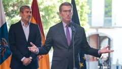 Feijoo durante la rueda de prensa que ofreci� en su visita a Canarias.