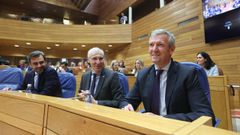 El presidente de la Xunta, Alfonso Rueda, junto a sus dos vicepresidentes