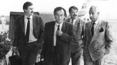 Fernando Gonzlez Laxe, acompaado de Fernando Salgado, Javier Surez Vence yFernando Martnez Gonzlez, en una imagen de 1989