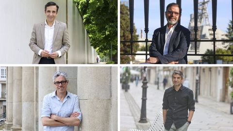 Arriba, Jos� Manuel Rey (PP) y �ngel Mato (PSOE); abajo, Iv�n Rivas (BNG) y Jos� Su�rez (FeC)