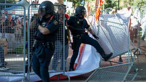 Agentes de la polica, el domingo en Madrid