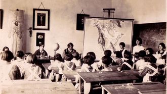 Escuela unitaria durante la Segunda República