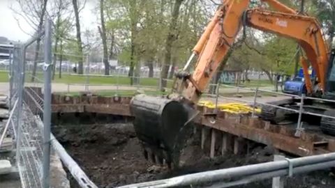 Obras del pozo de tormentas del parque de los Hermanos Castro