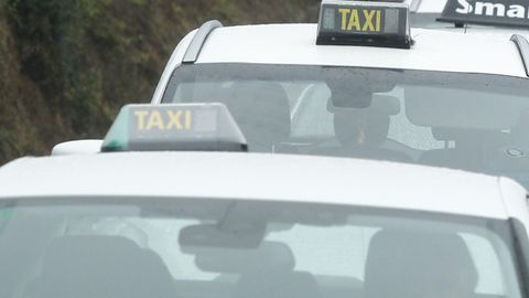Taxis en una manifestaci�n de protesta en Santiago