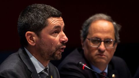  El presidente de la C�mara de Comercio de Barcelona Joan Canadell, acompa�ado por el presidente de la Generalitat, Quim Torra