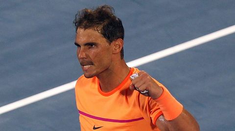 Nadal celebra un punto de los logrados ayer. 