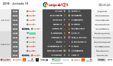 Horarios de la jornada 10 de la Liga 1|2|3.Horarios de la jornada 10 de la Liga 123